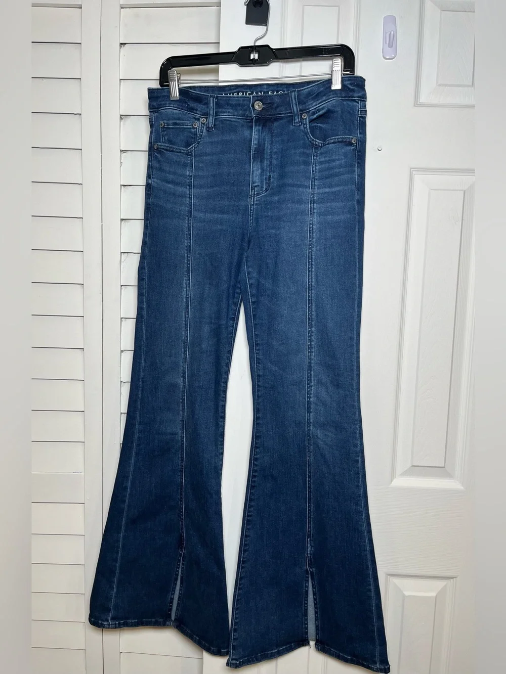 American Eagle Festival Flare Jeans Womens 10 Blue Med Wash High Rise Stretch